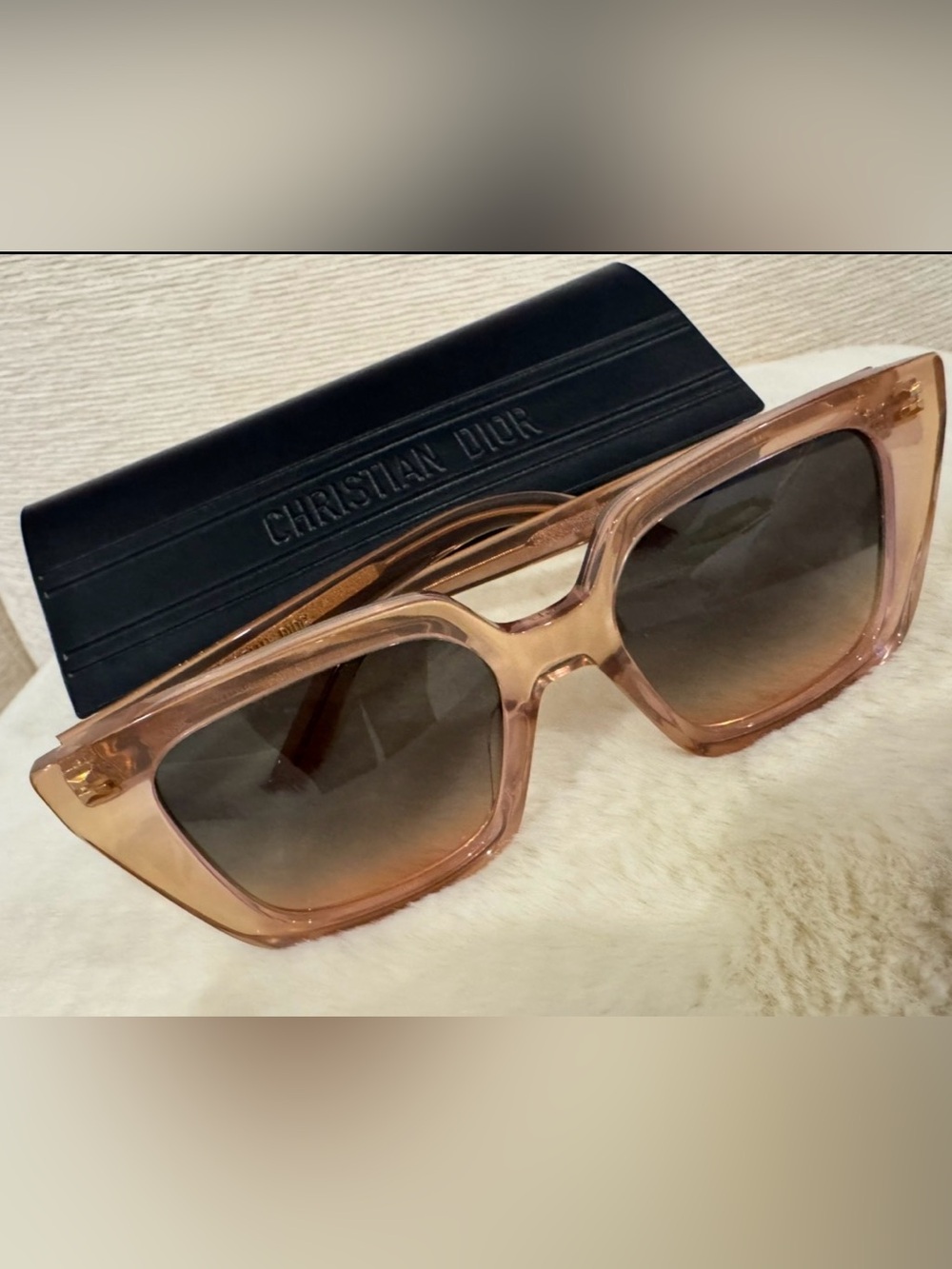 Dior Oversized Translucent Pink-Brown Gradient Sunglasses